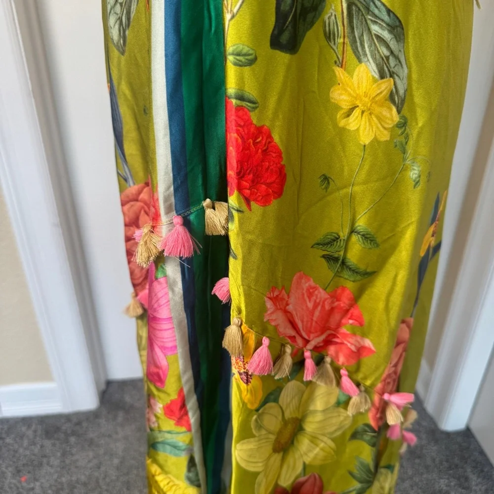 Aratta Silent Journey French Riviera Tasseled Floral Dress Large NWT $190 - Picture 2 of 10